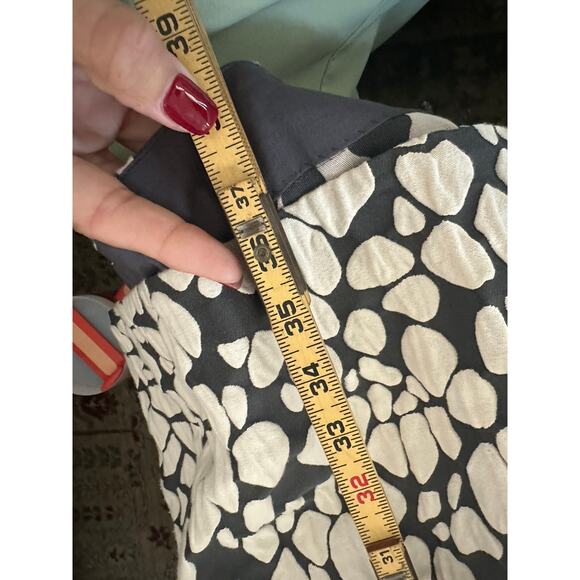 Cos Women's Cream Black Pebble Pattern Gathered Jacquard A-line Dress Size 12 - Picture 9 of 10